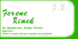 ferenc rimek business card